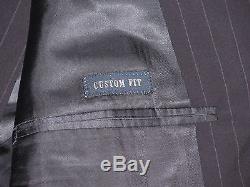 $1,595 Ralph Lauren Mens Italy Polo 1 Navy Striped Slim Custom Fit Wool Suit 46L