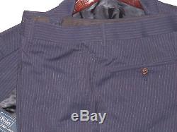 $1,595 Ralph Lauren Mens Italy Polo 1 Slim Custom Fit Navy Striped Wool Suit New