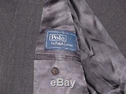 $1,595 Ralph Lauren Mens Italy Polo 1 Slim Custom Fit Striped Wool 2 Button Suit