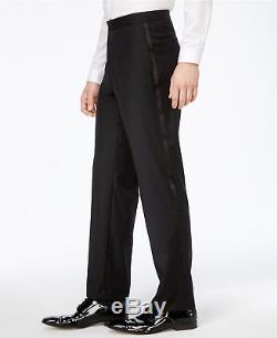 $1095 CALVIN KLEIN Men Slim Fit Wool Tuxedo Black 2 PIECE SUIT JACKET PANTS 38 R