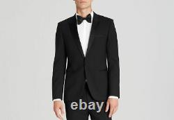 $1140 Hugo Boss Men 42l Slim Fit Wool Sport Coat Black Suit Jacket Blazer Tuxedo