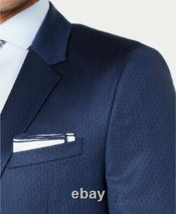 $1175 Hugo Boss Mens 36S Slim Fit Wool Sport Coat Stripe Blue Suit Jacket Blazer