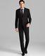 $1195 THEORY Mens Slim Fit Wool Suit Black Solid 2 BUTTON PIECE JACKET PANTS 38R