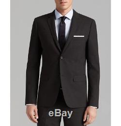 $1195 THEORY Mens Slim Fit Wool Suit Black Solid 2 BUTTON PIECE JACKET PANTS 38R