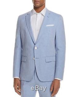 $1225 HUGO BOSS Men's SLIM Fit LINEN Sport Coat BLUE SUIT JACKET BLAZER 42R