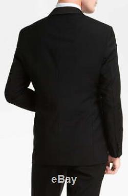 $1259 Hugo Boss Men 40r Slim Fit Wool Sport Coat Black Suit Jacket Blazer Tuxedo