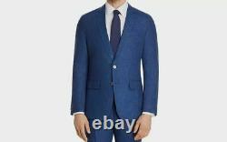 $1325 Hugo Boss Mens 44R Solid Blue Slim Fit Sport Coat Linen Suit Jacket Blazer