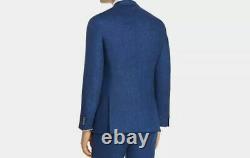 $1325 Hugo Boss Mens 44R Solid Blue Slim Fit Sport Coat Linen Suit Jacket Blazer