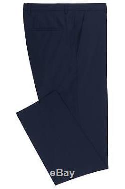 $1395 HUGO BOSS Mens Slim Fit Wool Suit 2 PIECE Blue Solid JACKET PANTS 40R