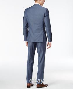 $1395 HUGO BOSS Mens Slim Fit Wool Suit Blue Solid 2 PIECE JACKET PANTS 40 S