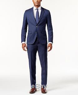 $1400 HUGO BOSS Slim Fit Wool Suit 2 PIECE Blue Check Super 100 JACKET PANTS 44R