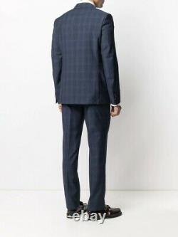 $1490 ETRO Milano I 52 42R (fit 41 max) Button Wool Suit Blue Black Window Pane