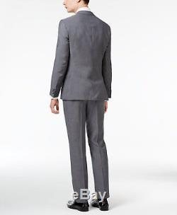 $1595 HUGO BOSS Mens Slim Fit Wool Suit Gray Solid 2 PIECE JACKET PANTS 36R