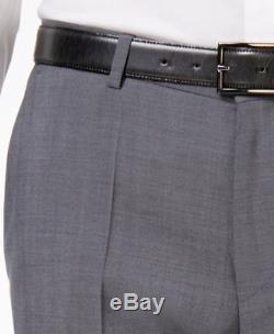 $1595 HUGO BOSS Mens Slim Fit Wool Suit Gray Solid 2 PIECE JACKET PANTS 36R