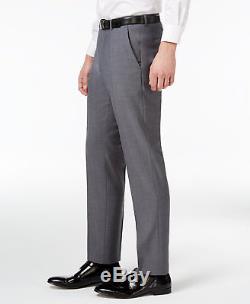 $1595 HUGO BOSS Mens Slim Fit Wool Suit Gray Solid 2 PIECE JACKET PANTS 44L