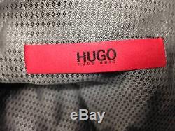 $1595 HUGO BOSS Mens Slim Fit Wool Suit Gray Solid 2 PIECE JACKET PANTS 44L