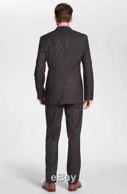 $1595 HUGO BOSS Mens Slim Fit Wool Suit Gray Solid 2 PIECE JACKET PANTS US 42S