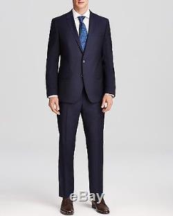 $1600 HUGO BOSS Mens Slim Fit Wool Suit 2 PIECE Navy Blue Solid JACKET PANTS 40R