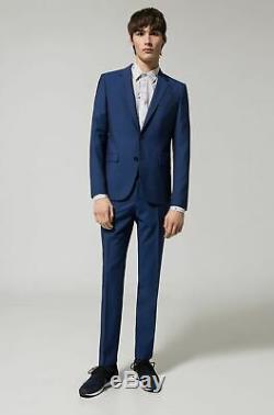 $1645 Hugo Boss Men'S 42l Blue Slim Fit Wool Suit 2 Piece Jacket Pants