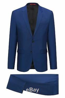 $1645 Hugo Boss Men'S 42l Blue Slim Fit Wool Suit 2 Piece Jacket Pants