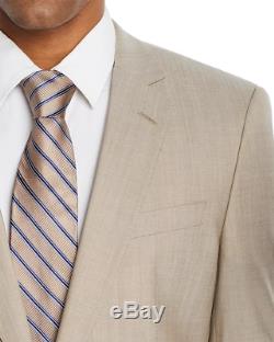 $1685 Hugo Boss Men's 44R Beige Solid Slim Fit Wool 2 Piece Suit Jacket Pants