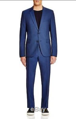 $1695 HUGO BOSS Mens Slim Fit Wool Suit Blue 2 PIECE BUTTON JACKET PANTS 42 R