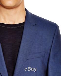 $1695 HUGO BOSS Mens Slim Fit Wool Suit Blue 2 PIECE BUTTON JACKET PANTS 42 R