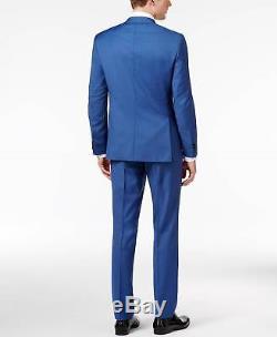 $1695 HUGO BOSS Mens Slim Fit Wool Suit Blue Check 2 PIECE JACKET PANTS 40R