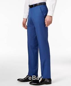 $1695 HUGO BOSS Mens Slim Fit Wool Suit Blue Check 2 PIECE JACKET PANTS 40R