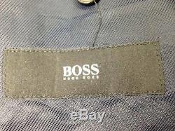 $1695 HUGO BOSS Mens Slim Fit Wool Suit Navy Blue Solid 2 PIECE JACKET PANTS 46L
