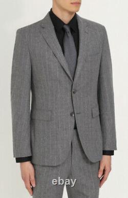 $1745 Hugo Boss Men's 38R Slim Fit Wool Gray Striped 2 Piece Suit Jacket Pants