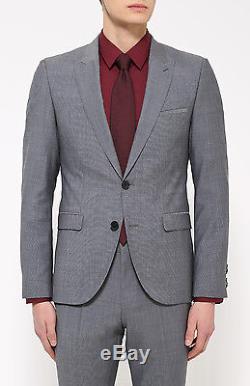 $1795 HUGO BOSS Mens Extra Slim Fit Wool Suit 2 PIECE Gray JACKET PANTS 38R