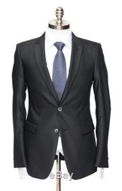 $1895 NWT PAL ZILERI Slim Fit Black Pinstripe Wool 2Btn Suit Tuxedo 46 8R 36 R