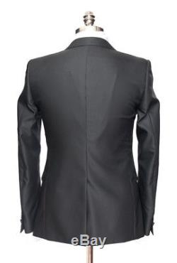 $1895 NWT PAL ZILERI Slim Fit Black Pinstripe Wool 2Btn Suit Tuxedo 46 8R 36 R