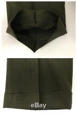 1960s Mens Suit / 60s Green Checked 3 Button Suit Slim Fit Blazer Pants / Small