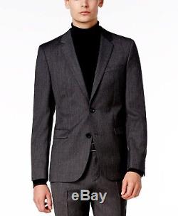 $1995 HUGO BOSS Men Slim Fit Wool Suit Gray Herringbone 2 PIECE JACKET PANTS 42S
