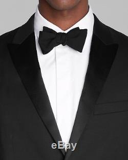 $1995 THEORY Mens Slim Fit Wool Tuxedo Suit Black Solid 2 PIECE JACKET PANTS 38S