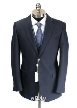 $2,195 NWT PAL ZILERI Solid Blue Silk/Wool Slim-Fit 3Pc Suit 48 38 R Drop 8
