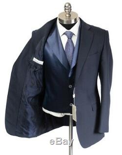 $2,195 NWT PAL ZILERI Solid Blue Silk/Wool Slim-Fit 3Pc Suit 48 38 R Drop 8