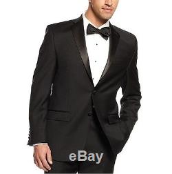 2-button Solid Black Slim Fit Tuxedo Suit Notch Lapel