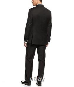 2-button Solid Black Slim Fit Tuxedo Suit Notch Lapel