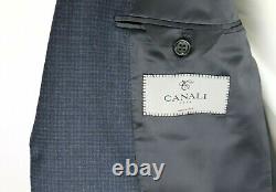 $2195 Canali 1934 Wool Suit 38 R (48 EU) Blue Grey Check Two Button Slim Fit