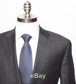 $2195 NWT CANALI 1934 Gray Plaid Slim Fit Wool Flat Front 2Btn Suit 50 7R 40 R