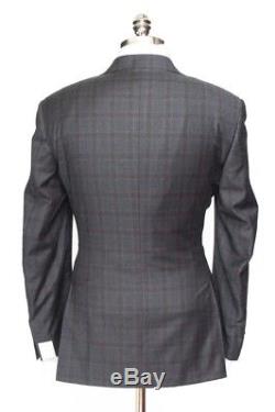 $2195 NWT CANALI 1934 Gray Plaid Slim Fit Wool Flat Front 2Btn Suit 50 7R 40 R