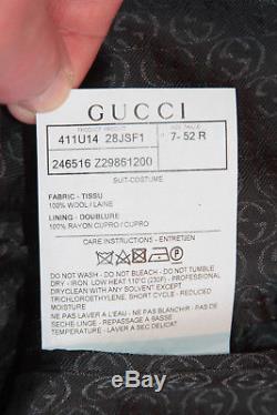 $2495 Gucci Gray Wool Slim Fit Suit IT 52 US 42R Flat Front Pants Made in Italy