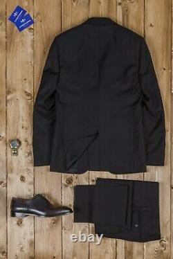 2650$ CANALI Black Wool Water Resistant Tuxedo Suit 34 US / 44 EU 8R Slim Fit