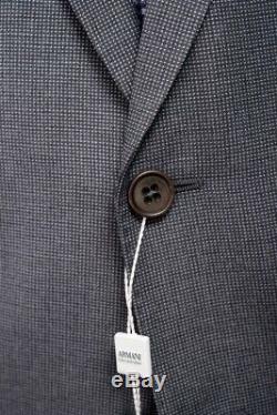 $2K NWT ARMANI COLLEZIONI M Line Gray Blue Birdseye Slim Suit 52 fits 42 / 40 R