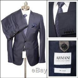 $2K NWT ARMANI COLLEZIONI M Line Navy Blue Birdseye Slim Suit 54 fits 42 / 44 R