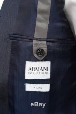$2K NWT ARMANI COLLEZIONI M Line Navy Blue Birdseye Slim Suit 56 fits 44 / 43 R