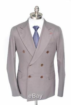 $3495 NWT ISAIA Double Breasted All-Season Cotton Slim-Fit Suit 54 44 R Drop 7